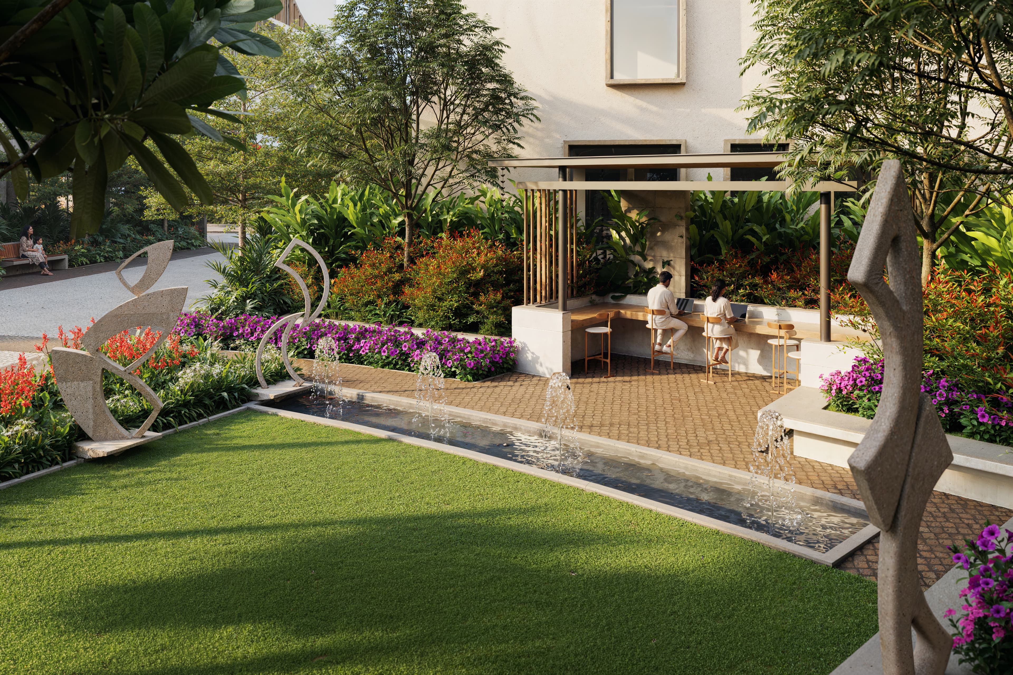 Zenora landscaped seating court